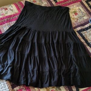 Y2K Boho Stretchy Black Tiered Skirt